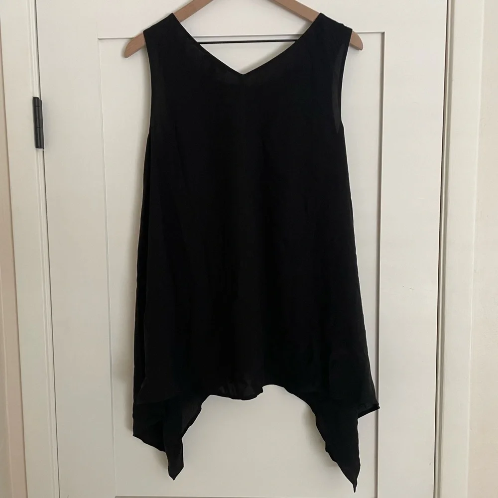Eileen Fisher Black Asymmetrical Tank Top - Picture 2 of 3
